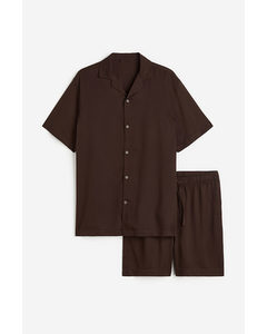 Regular Fit Lyocell Pyjamas Dark Brown