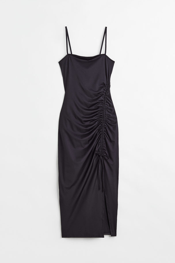 H&M Bodycon-Kleid mit Tunnelzug Schwarz