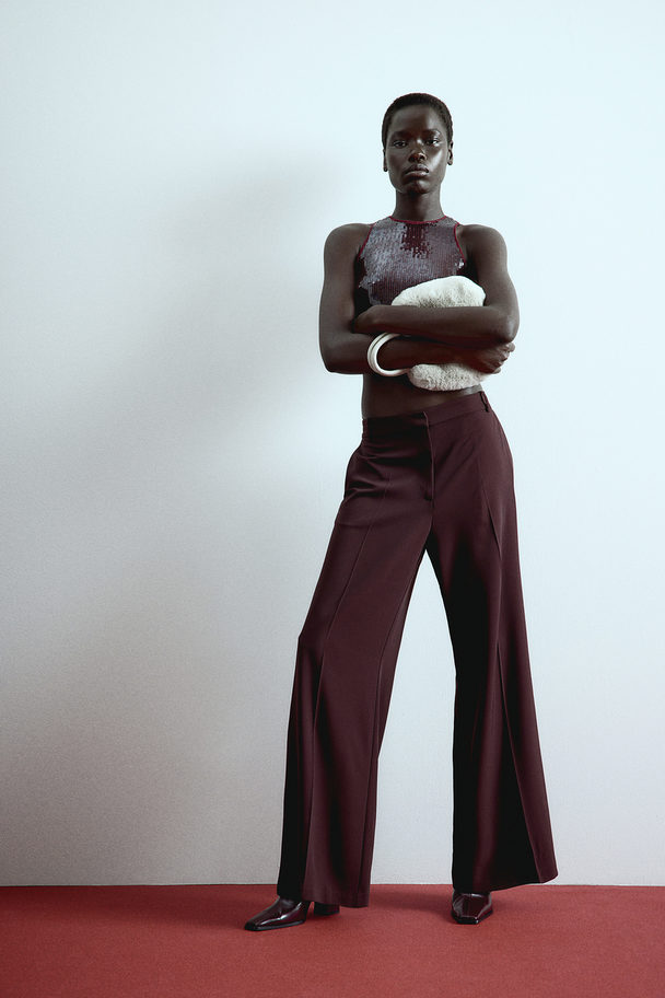 H&M Wide Trousers Burgundy