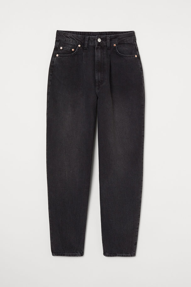 H&M Mom High Ankle Jeans Zwart/washed Out