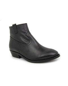 Laquita Cowboy Ankle Boot In Black Split Leather