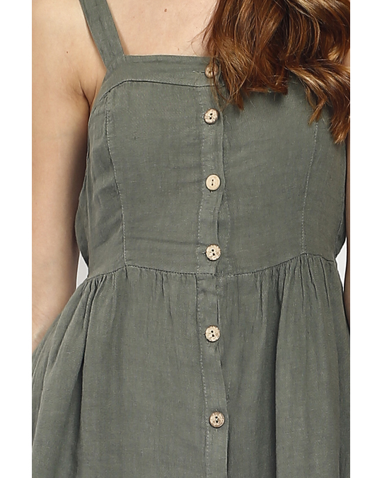 Le Jardin du Lin Strappy Dress With Buttoned Front