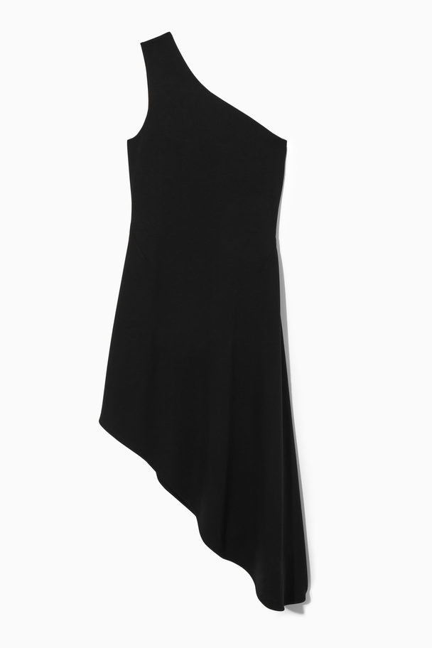 COS Asymmetric One-shoulder Midi Dress Black