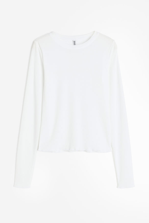 H&M Transparentes Rippshirt Weiß