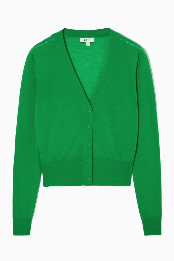 COS V-neck Merino Wool Cardigan Bright Green