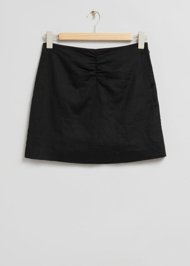 & Other Stories Slim-fit Ruched Detail Mini Skirt Black