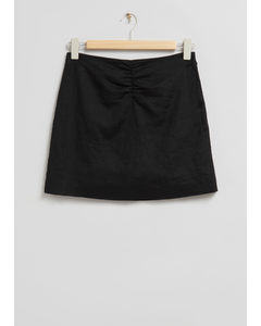 Slim-fit Ruched Detail Mini Skirt Black