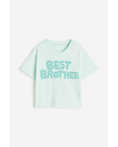 T-Shirt mit Print Mintgrün/Best Brother