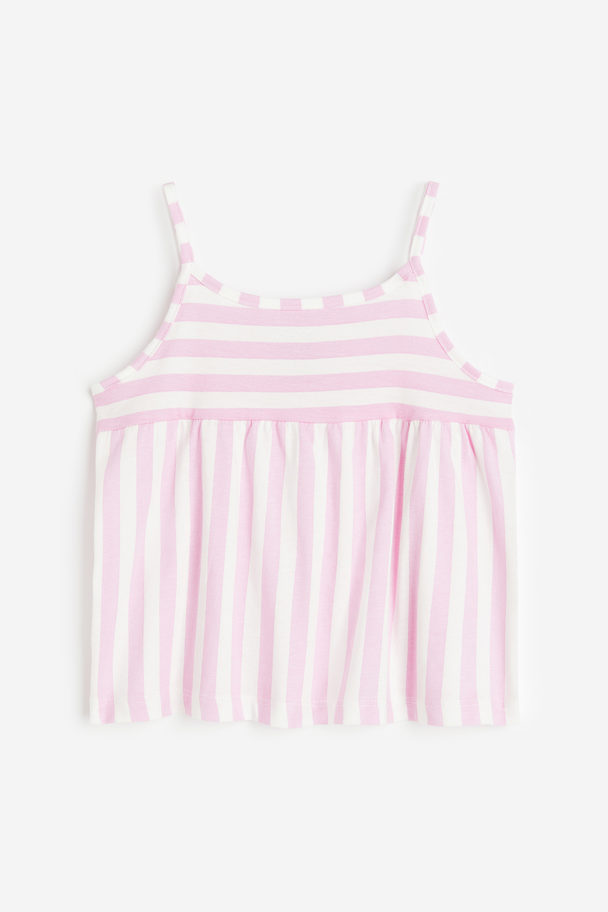 H&M Cotton Strappy Top Light Pink/striped
