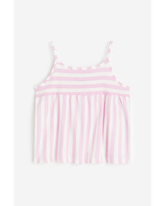 Cotton Strappy Top Light Pink/striped