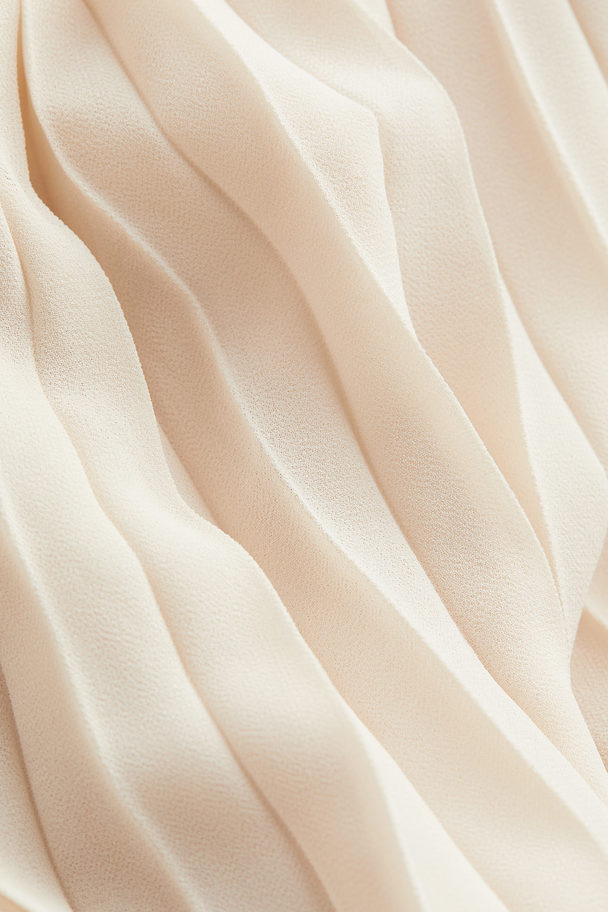 H&M Tie-detail Pleated Dress Light Beige