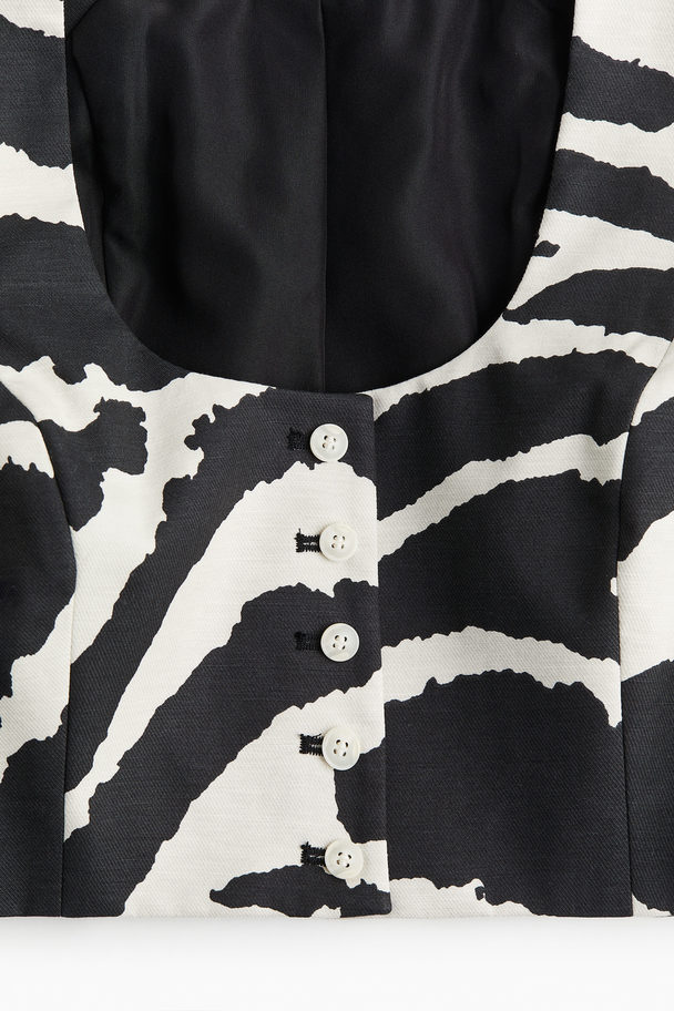 H&M Cropped Gilet Zwart/zebradessin