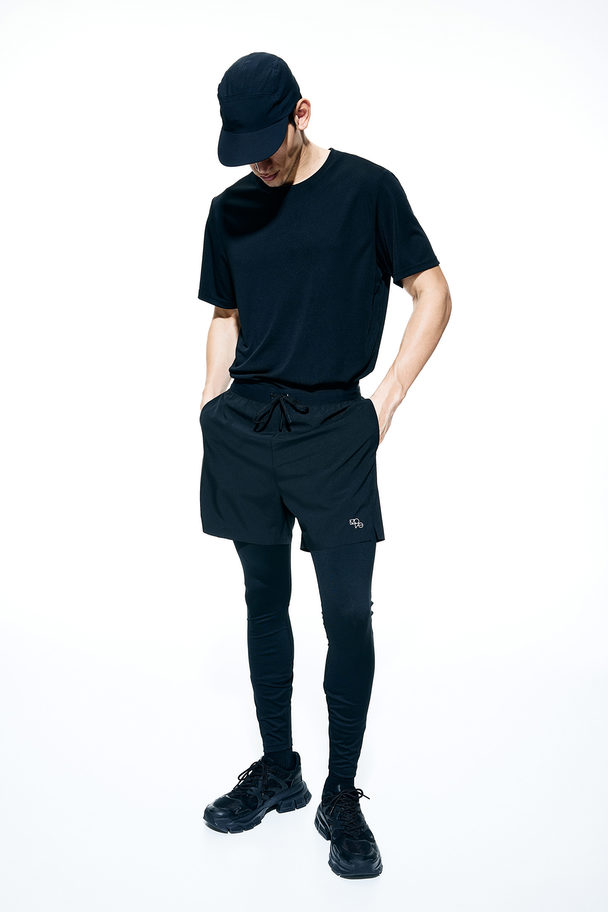 H&M Drymove™ Double-layered Running Shorts Black