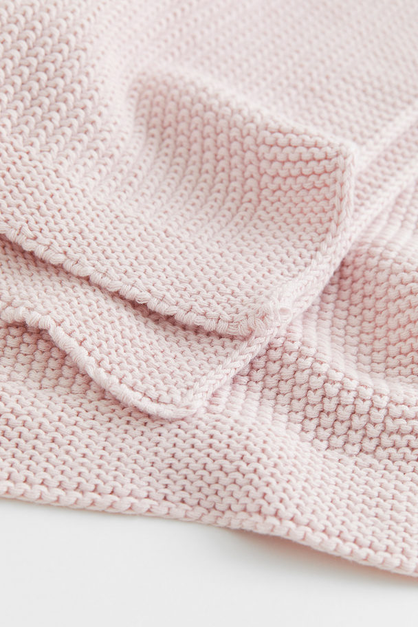 H&M HOME Moss-stitched Cotton Blanket Light Powder Pink