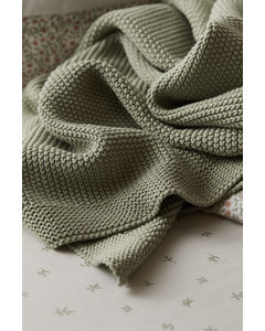 Moss-stitched Cotton Blanket Light Green