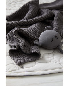Moss-stitched Cotton Blanket Dark Grey