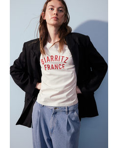 T-shirt Med Tryk Hvid/biarritz