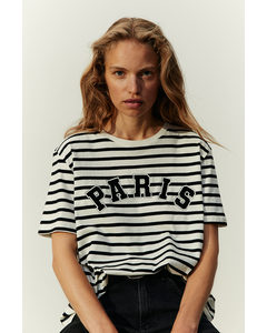 Printed T-shirt Black Striped/paris