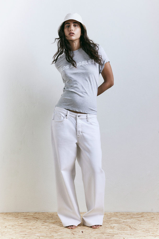 H&M Printed T-shirt Light Grey Marl/los Angeles