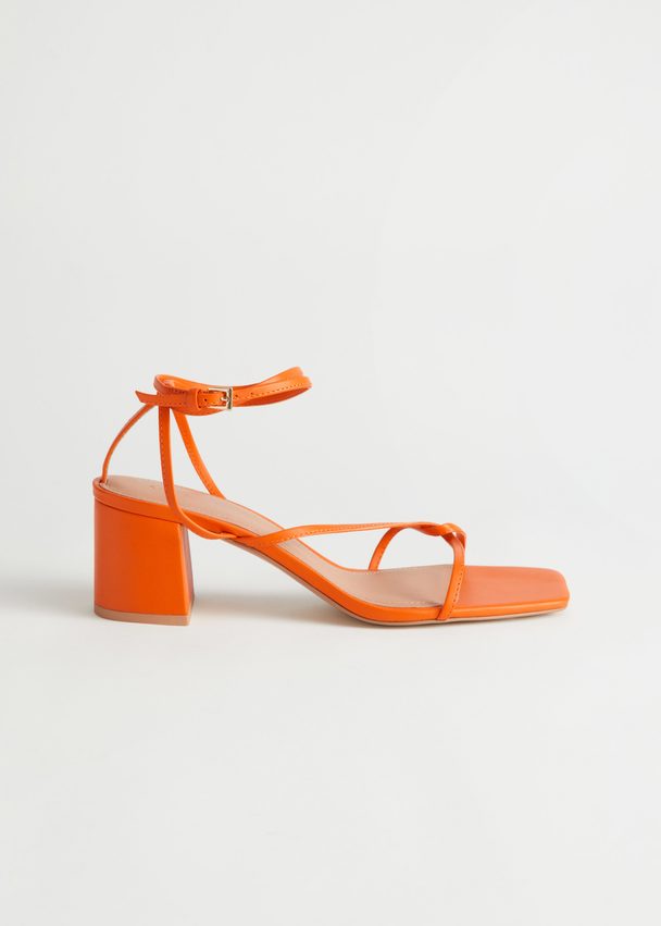 & Other Stories Strappy Heeled Leather Sandals Orange