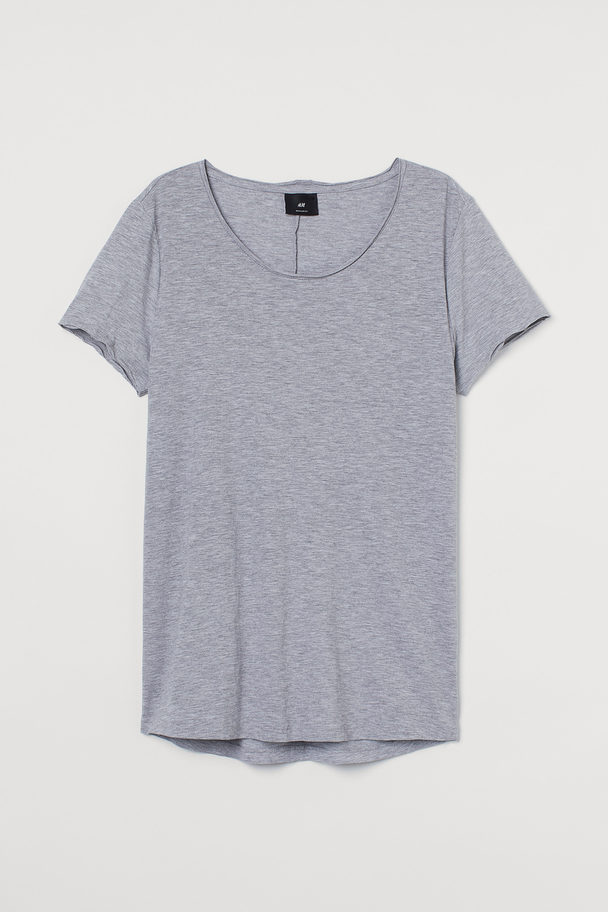 H&M Raw-edge T-shirt Grey Marl
