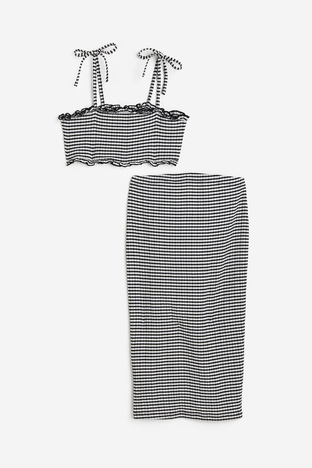 H&M Mama 2-piece Top And Skirt Set Black/checked