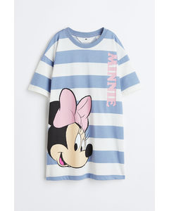 Oversized Printed Nightdress Light Blue/minnie Mouse