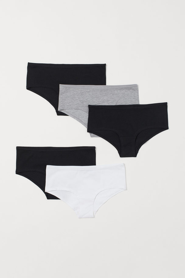 H&M Set Van 5 Slips - Shortie Zwart/grijs Gemêleerd/wit