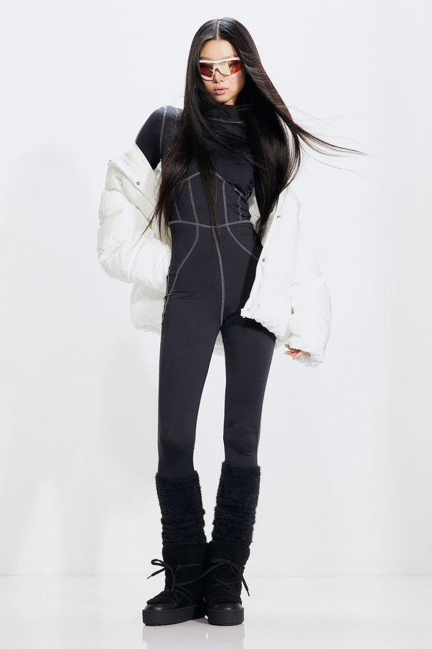 H&M Bodysuit Met Flatlocknaden Zwart
