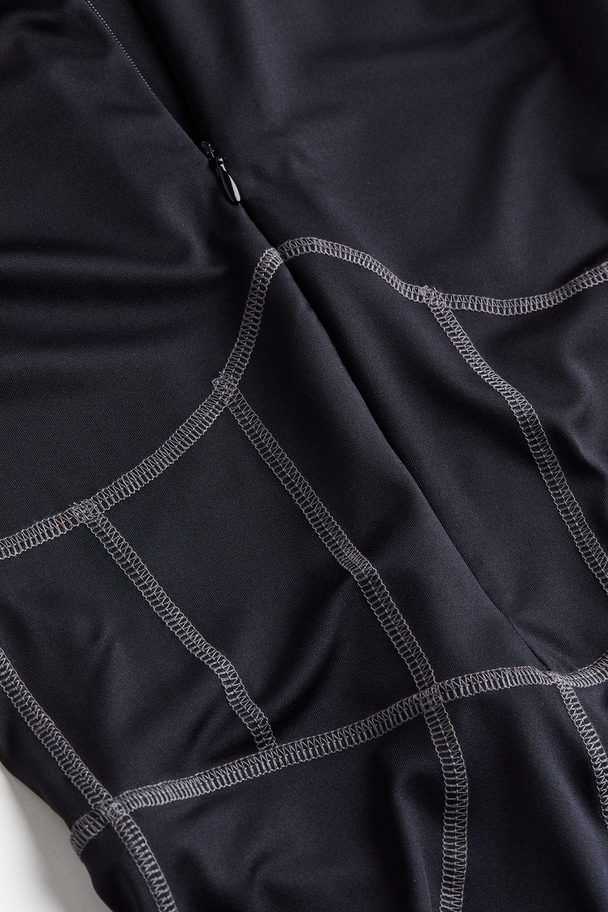 H&M Bodysuit Met Flatlocknaden Zwart