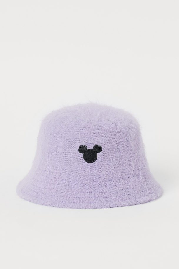H&M Appliqué-detail Bucket Hat Light Purple/mickey Mouse