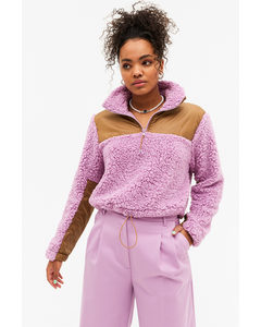 Super Soft Zip-up Sweater Brown And Purple