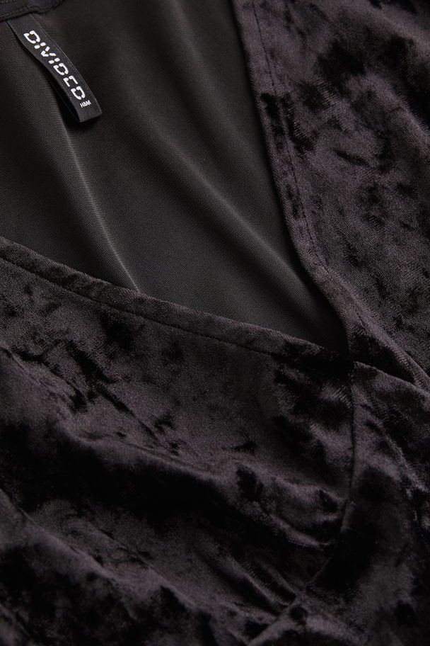 H&M Crushed Velour Dress Black