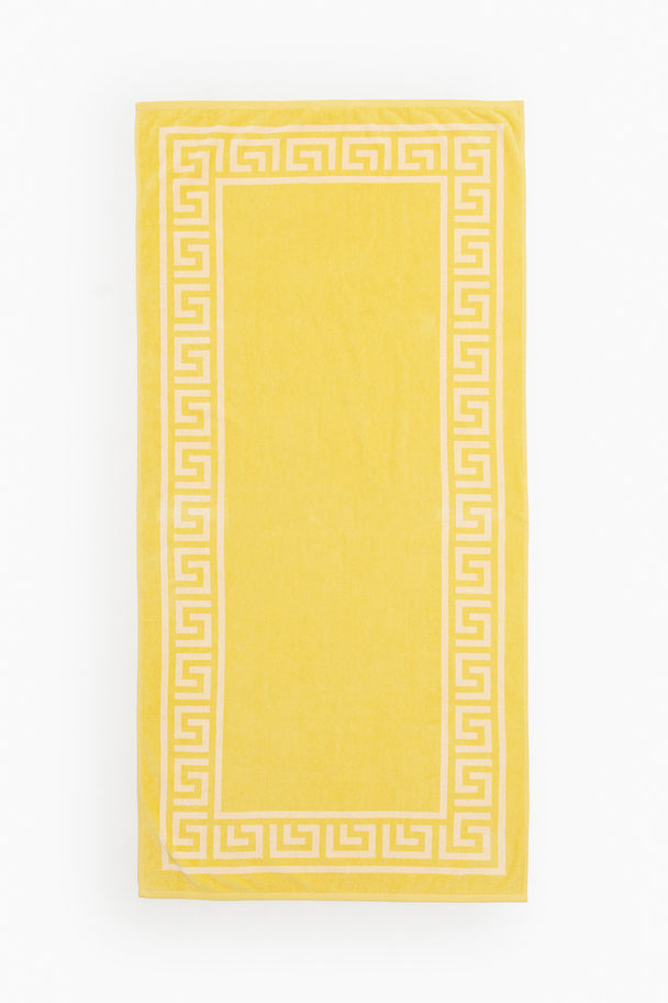 H&M HOME Greek Key Beach Towel Yellow/white