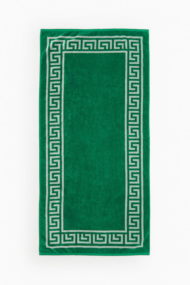 H&M HOME Greek Key Beach Towel Green/white