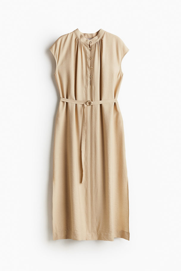 H&M Jurk Met Ceintuur Beige