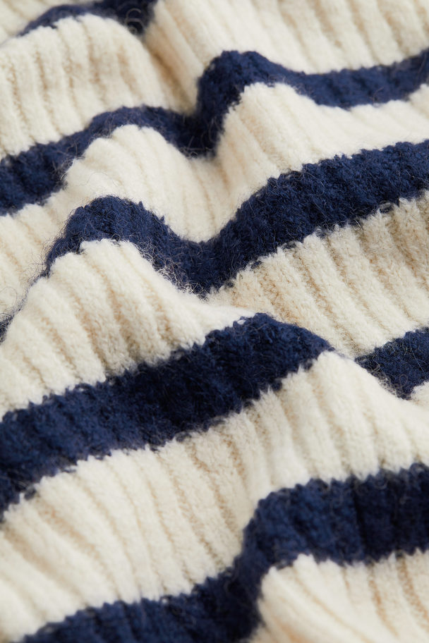 H&M Rib-knit Jumper Cream/striped