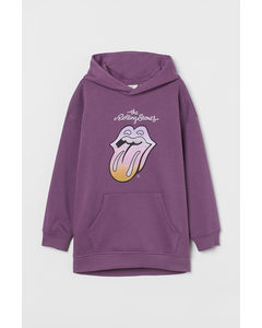 Oversized Hoodie mit Print Lila/The Rolling Stones