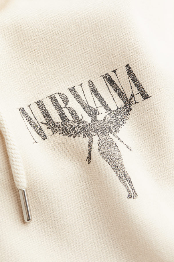 H&M Hættetrøje Med Motiv Creme/nirvana