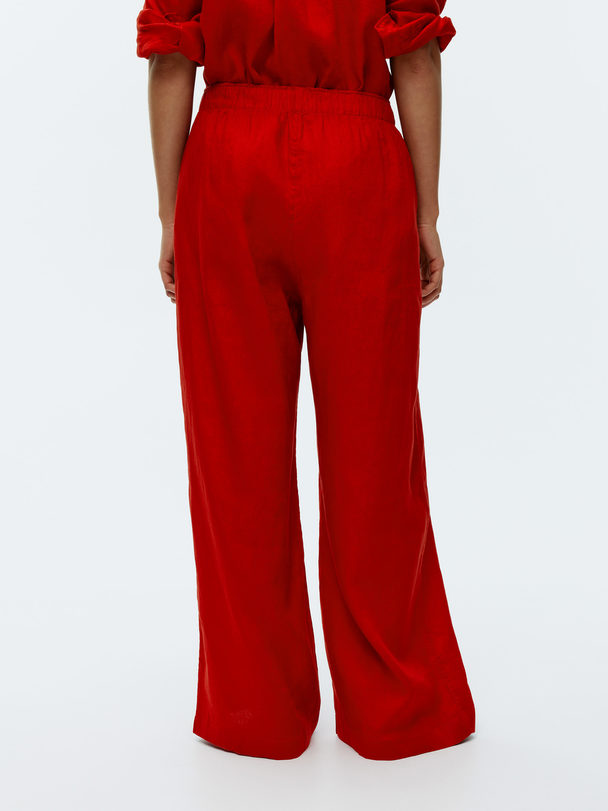 ARKET Wide Linen Trousers Red