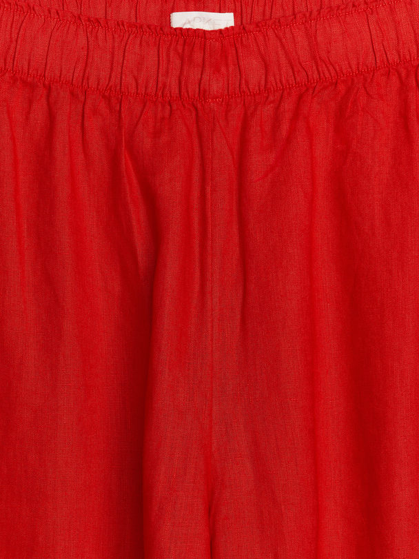 ARKET Wide Linen Trousers Red