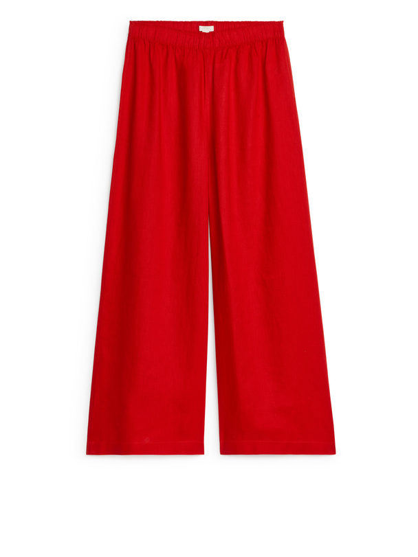 ARKET Wide Linen Trousers Red