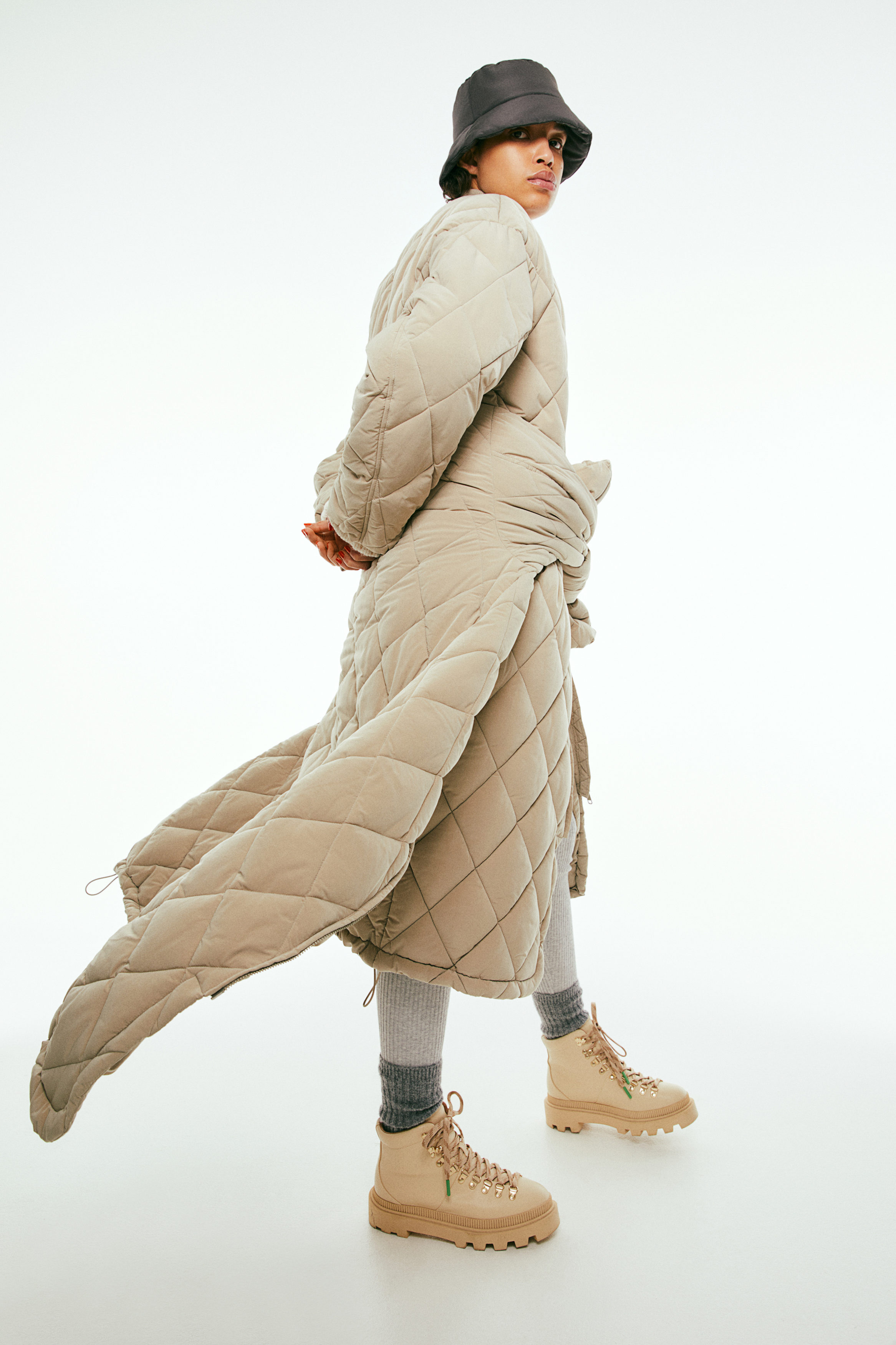 quilted coat beige