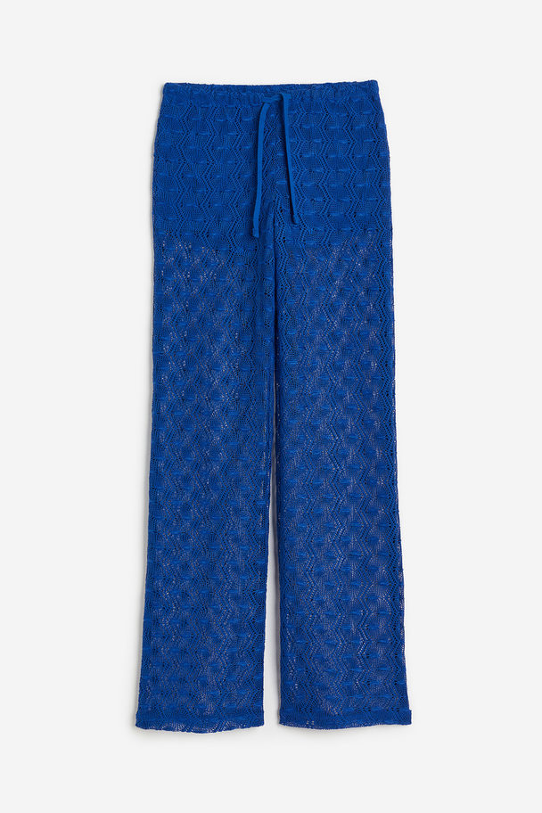H&M Crochet-look Pull-on Trousers Bright Blue