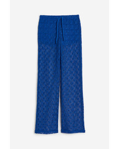 Crochet-look Pull-on Trousers Bright Blue