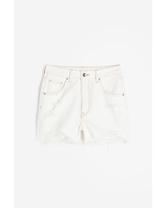 High-waisted Denim Shorts White