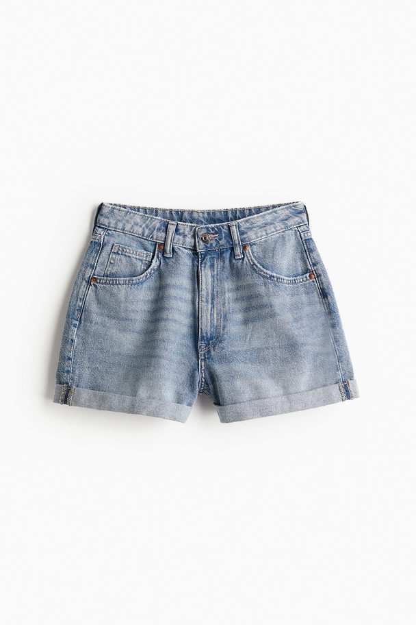 H&M Denim Short - High Waist Licht Denimblauw