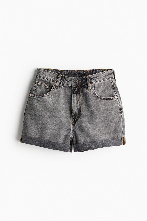 H&M Jeansshorts High Waist Denimgrau