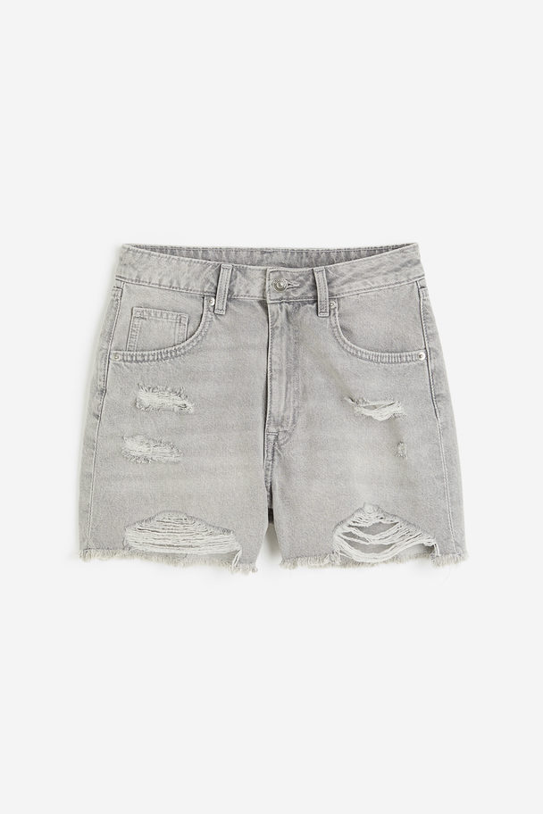 H&M Jeansshorts High Waist Hellgrau