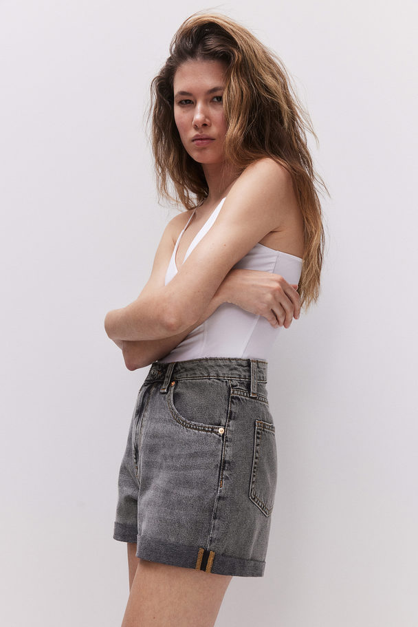 H&M Denim Short - High Waist Denimgrijs